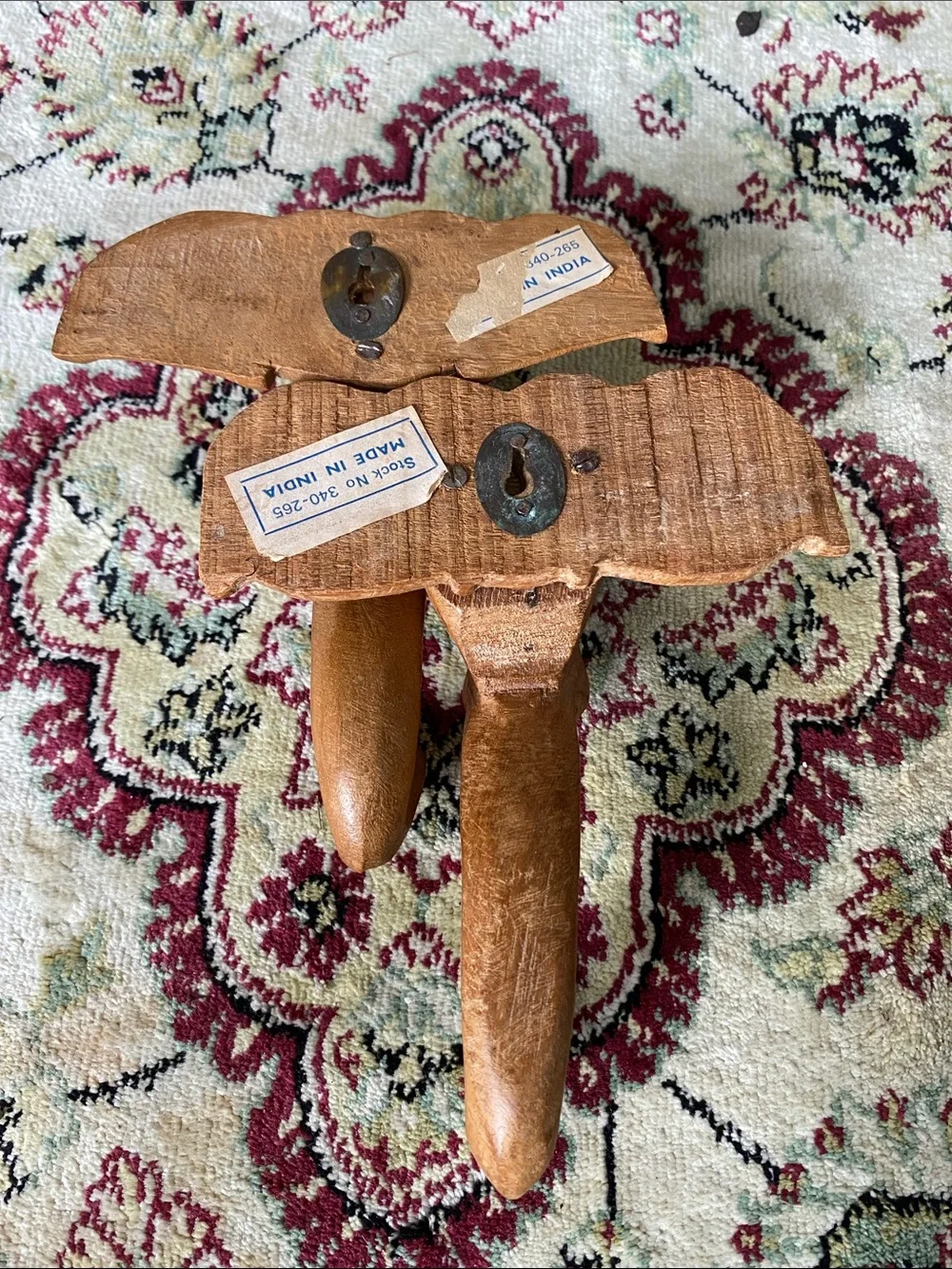 Vintage Hand-Carved Wooden Elephant Hooks
